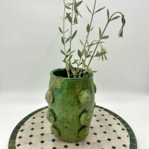 Moroccan Tamegroute Pot – Handmade Green Glazed Vase