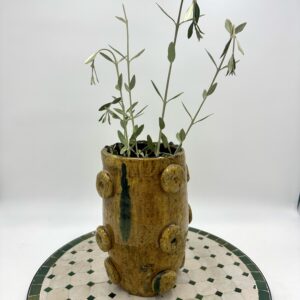 Moroccan Tamegroute Pot – Handmade Ochre Glazed Vase