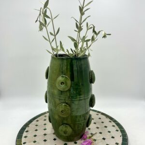 Moroccan Tamegroute Pot – Handmade Green Glazed