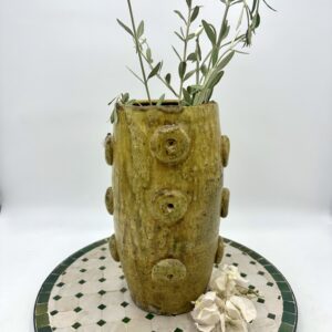 Moroccan Tamegroute Pot – Handmade Ochre Glazed