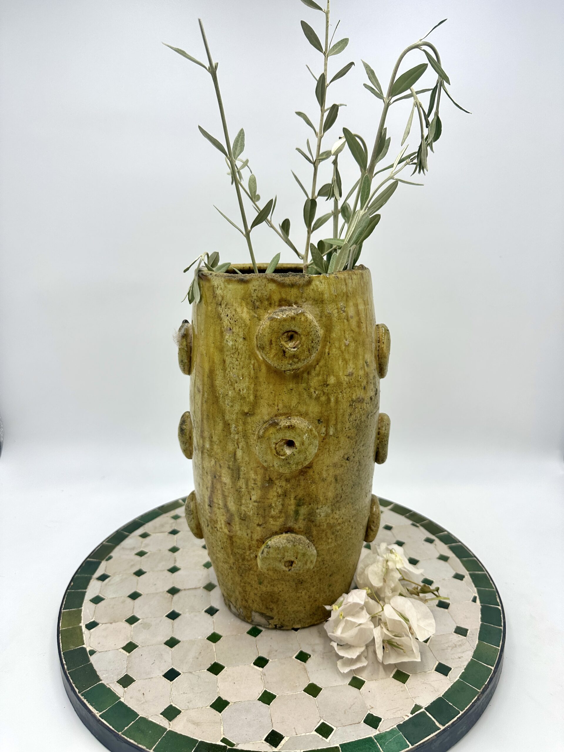 Moroccan Tamegroute Pot – Handmade Ochre Glazed