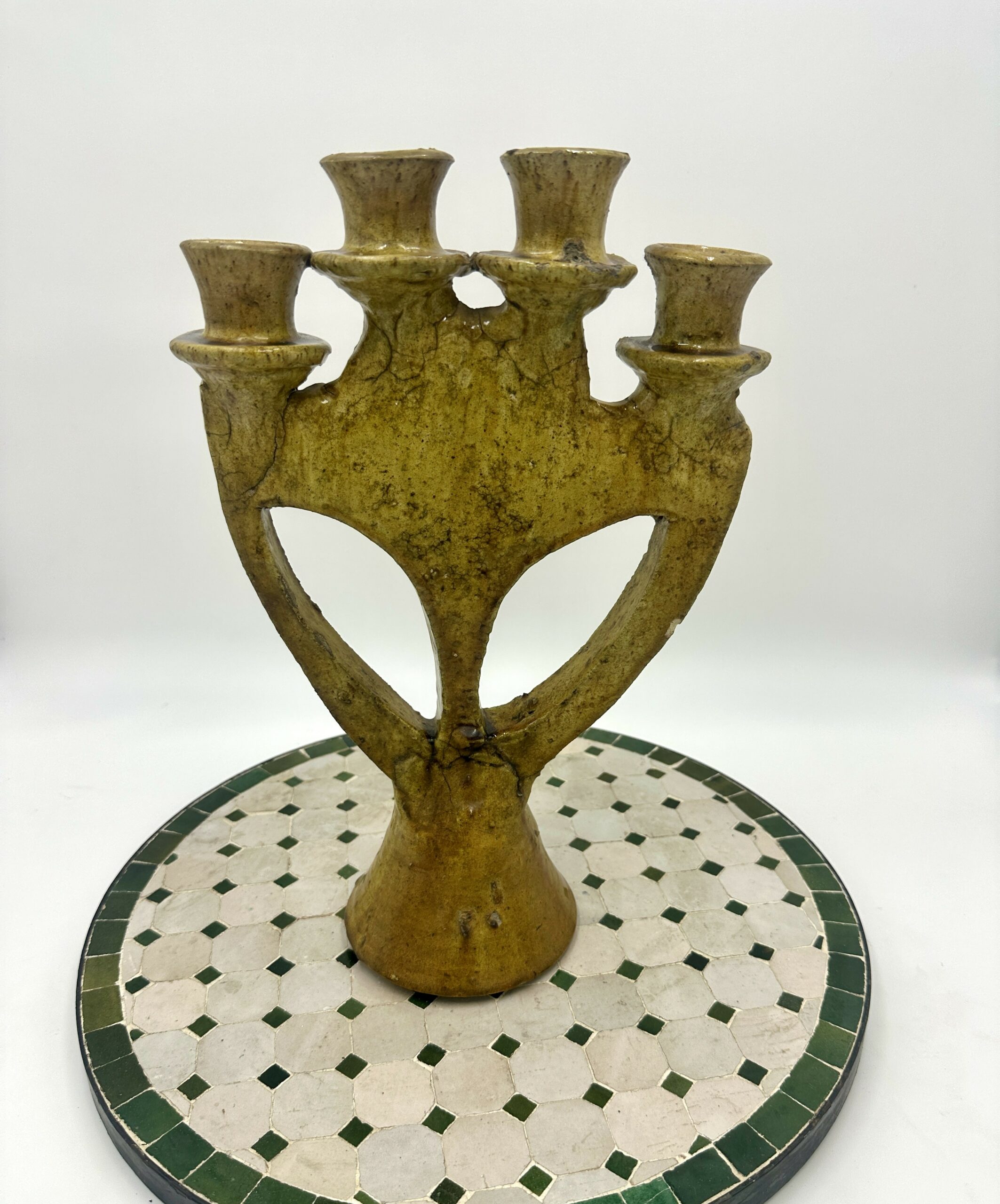 Ochre Glazed Tamegroute Candele Holder-4 Arm