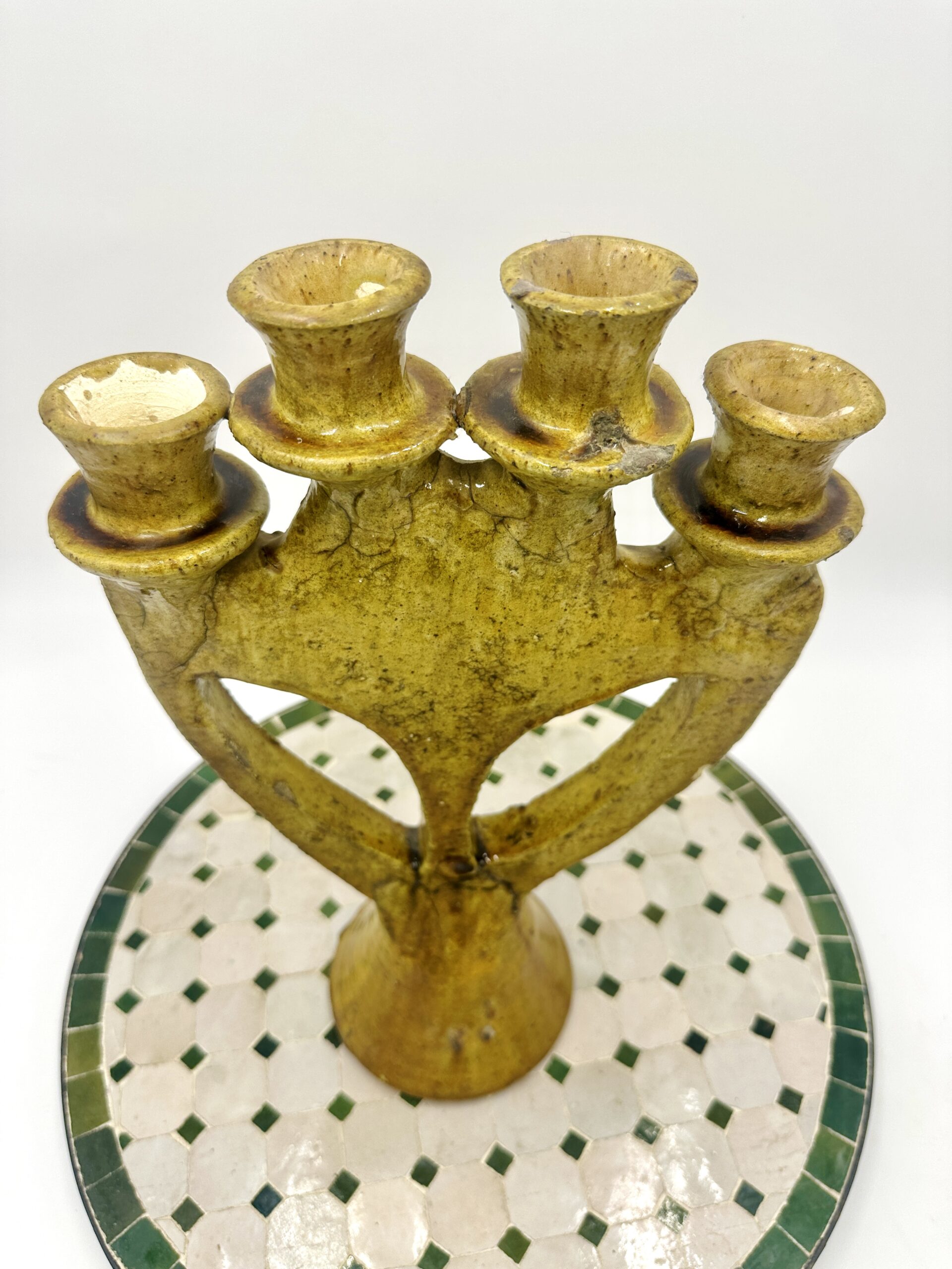 Ochre Glazed Tamegroute Candele Holder-4 Arm - Image 3