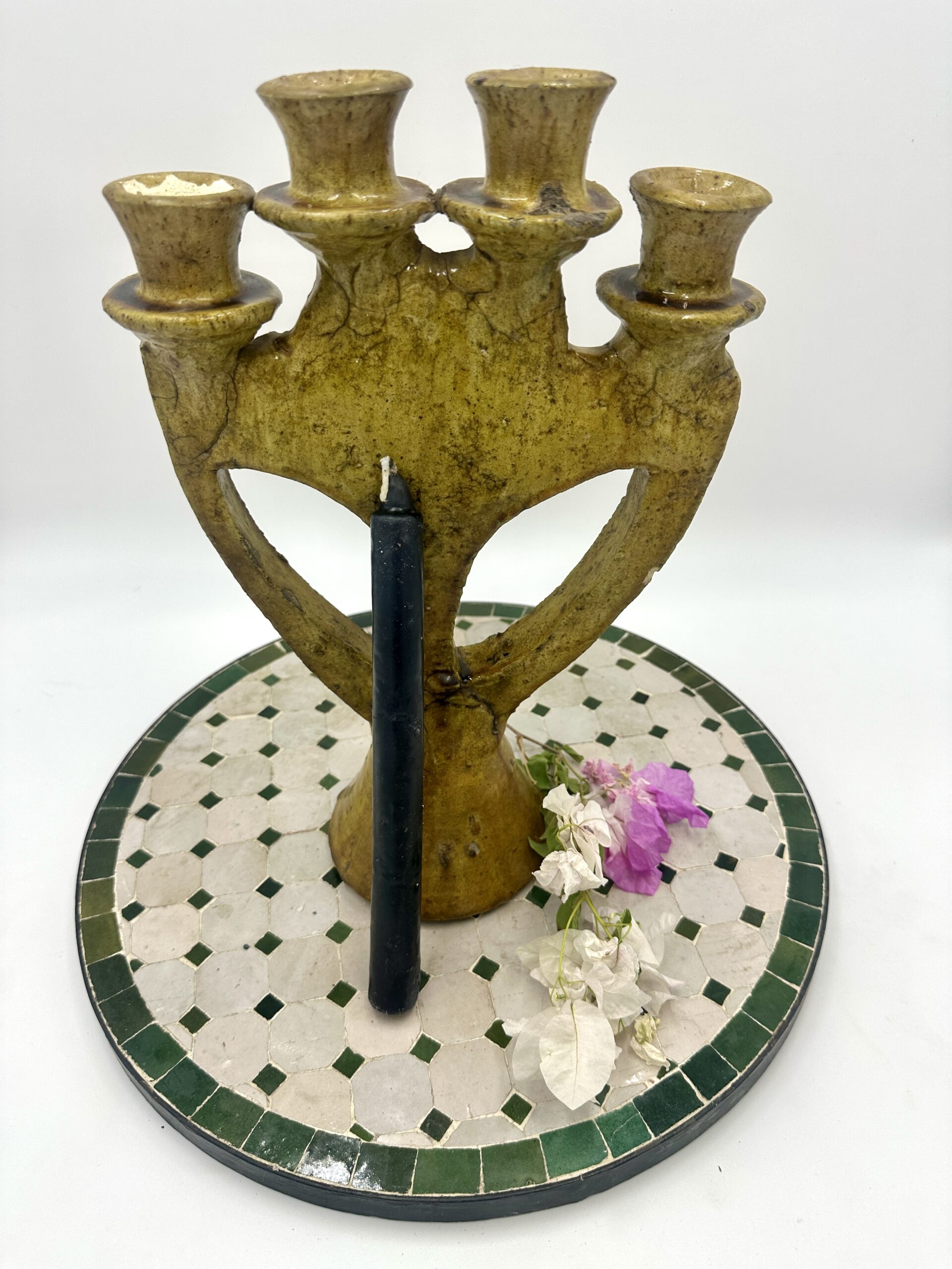 Ochre Glazed Tamegroute Candele Holder-4 Arm - Image 4