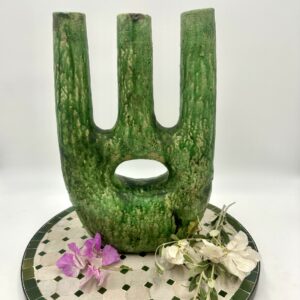 Green Glazed Tamegroute Vase-3 Arm