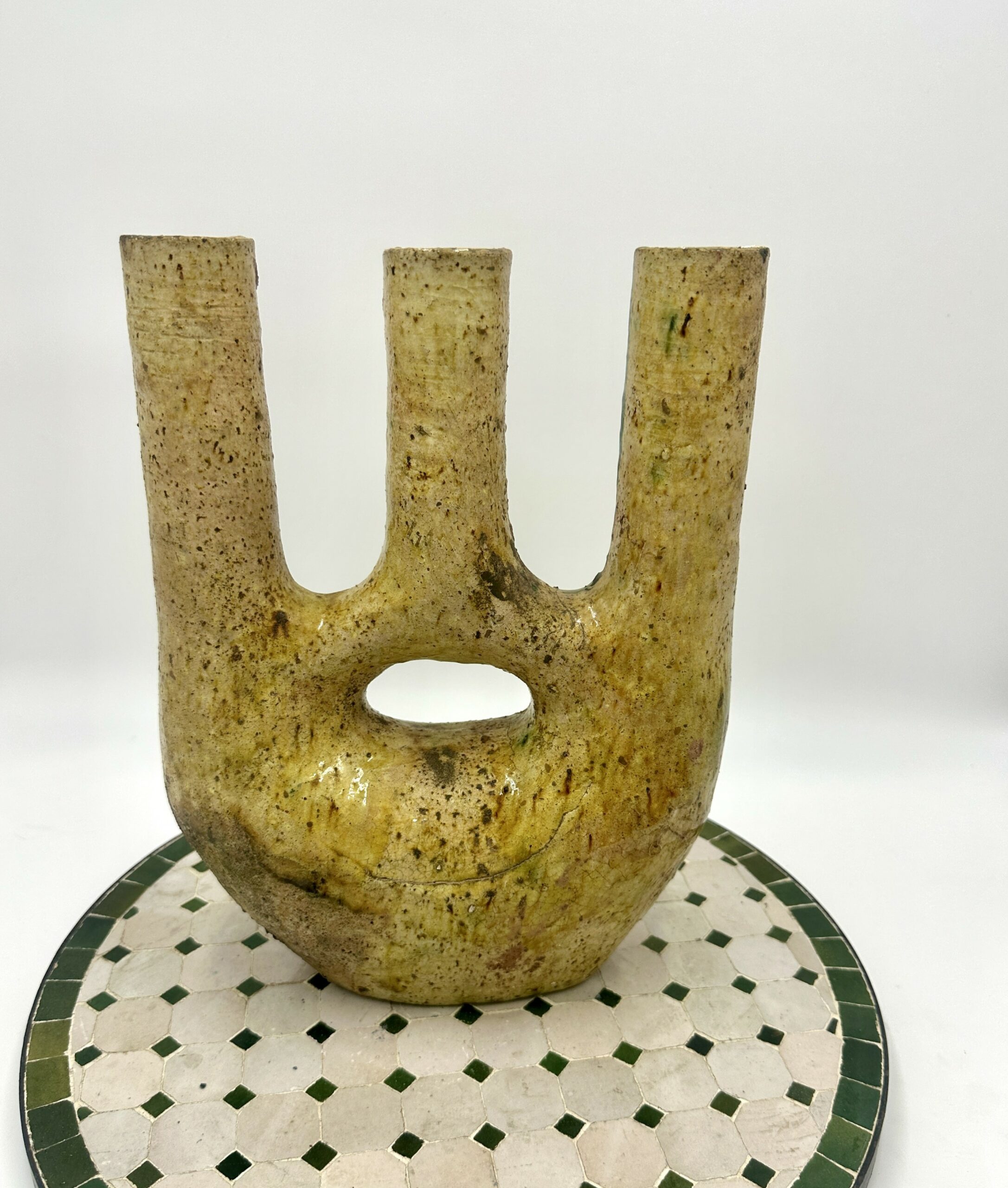Ochre Glazed Tamegroute Vase-3 Arm